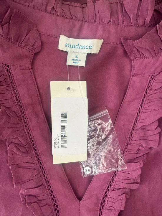 Sundance Ruffled Boho Cottage Style V-Neck Long-Sleeve Dress in Plum Mauve Sz S - Picture 9 of 10